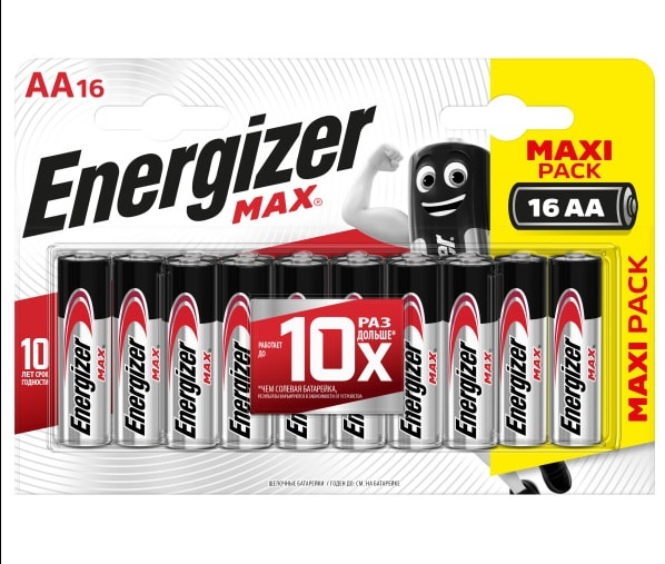 

Батарейка Energizer MAX / 1.5 В / AA (LR6) 16 штук в блистере