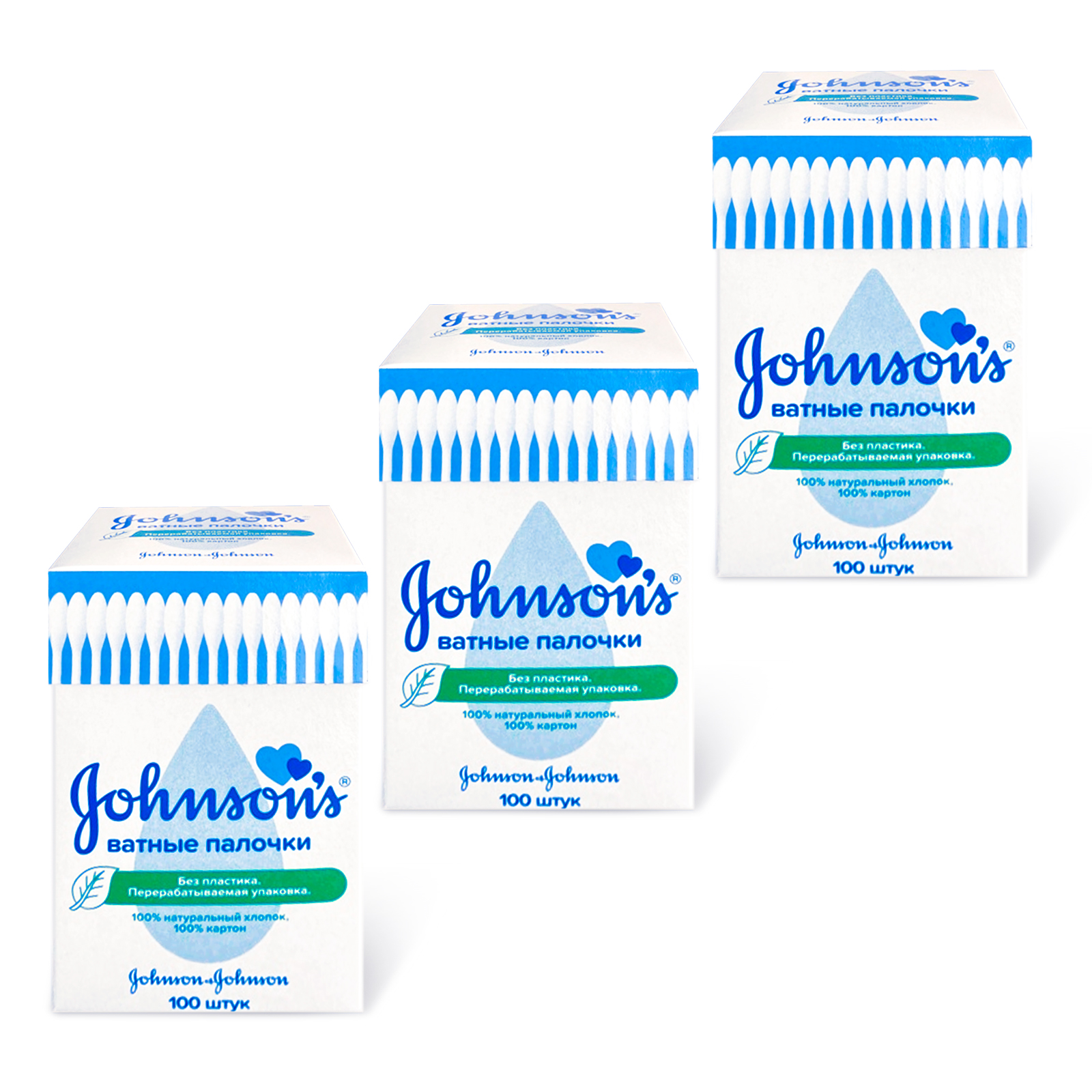 

Ватные палочки для новорожденных Johnson’s Baby ушные хлопковые 100 шт. 3 упаковки