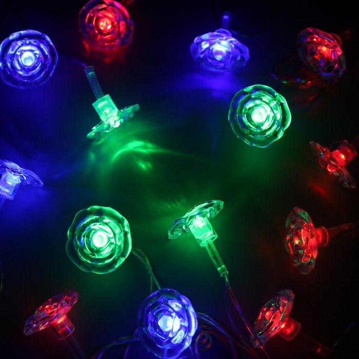 Световая гирлянда новогодняя Luazon Lighting Цветочки 671573 5 м разноцветный/RGB