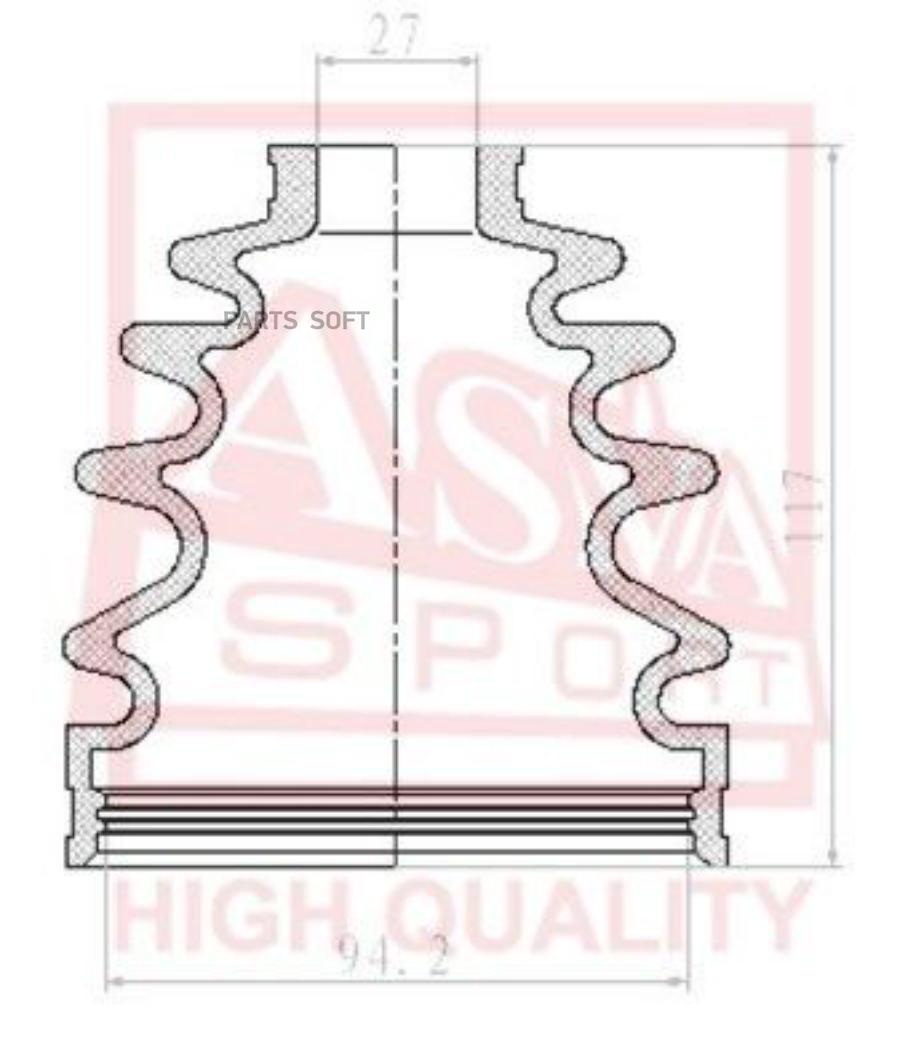 ASVA ASBT-T51 Пыльник ШРУС (комплект без смазки) o/b (27,8x97,4x120)(transporter v 2003-)