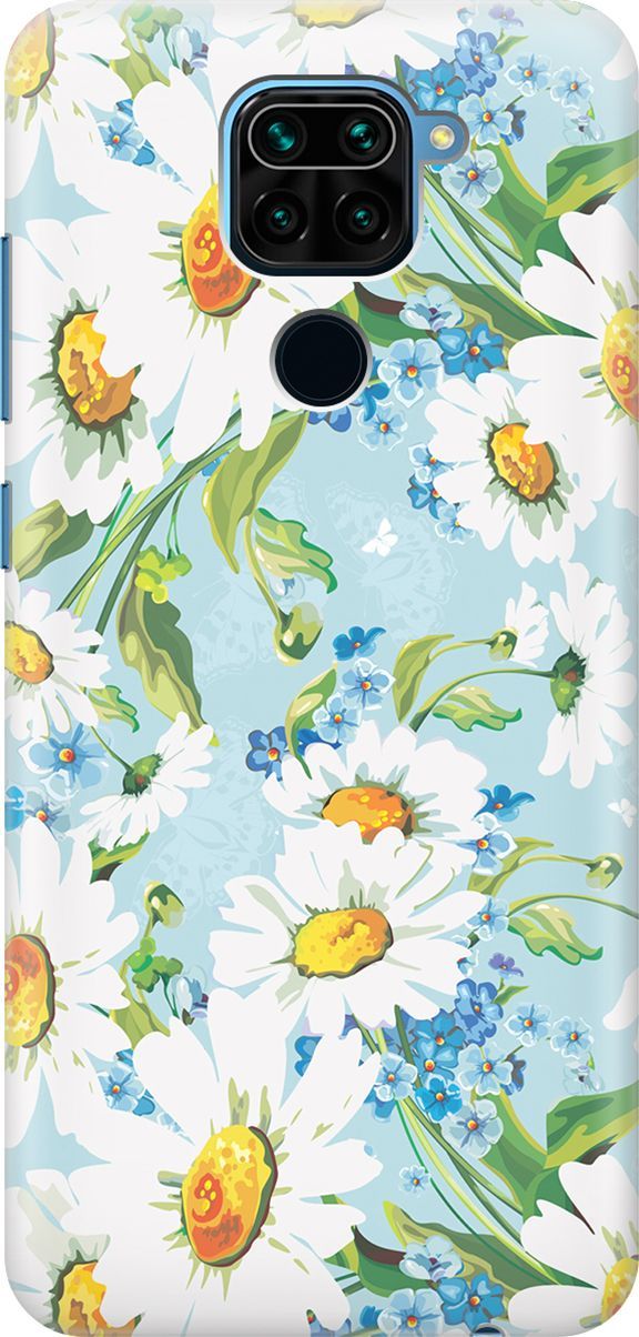 

Силиконовый чехол на Xiaomi Redmi Note 9 "Поле ромашек", Белый;голубой, 204