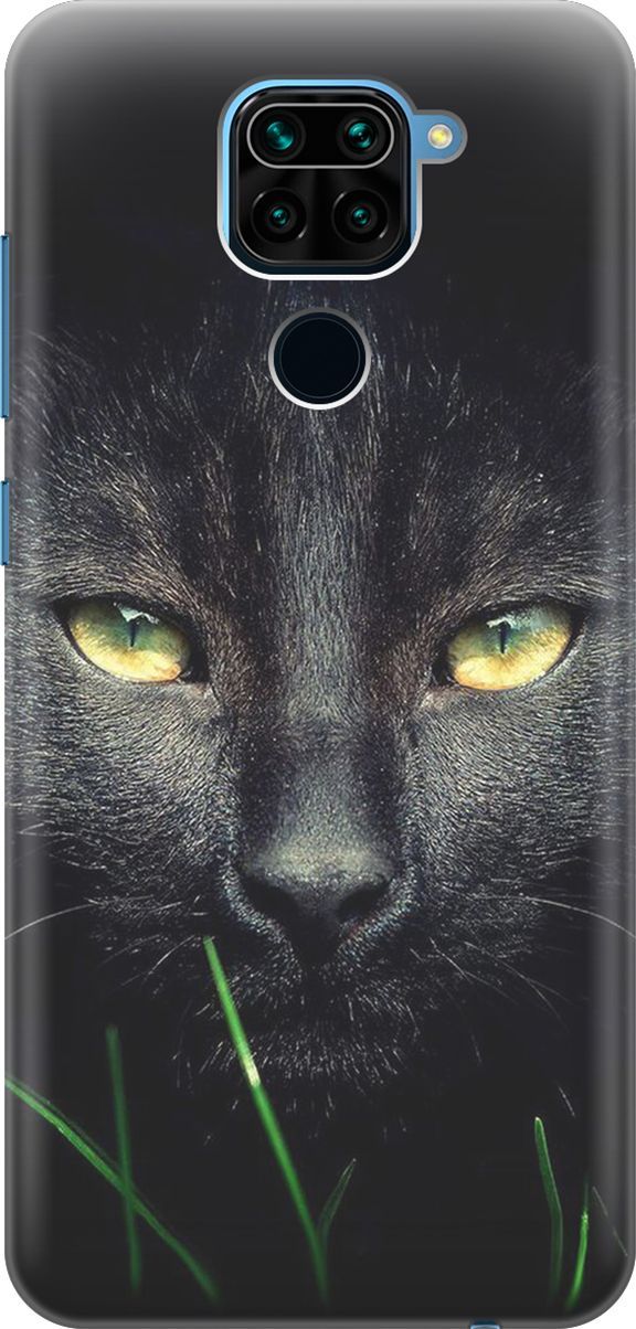 

Силиконовый чехол на Xiaomi Redmi Note 9 "Кошка в темноте", Черный, 296