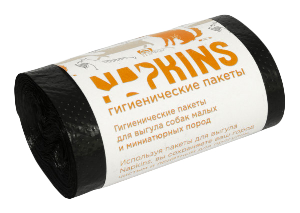 

Пакеты для выгула собак NAPKINS, черные, 1х20 шт, 24х28,5 см, Пакеты гигиенические Napkins для уборки фекалий собак маленьких пород черные 24 х 28,5 см 20 шт (1 шт)