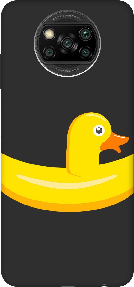 

Чехол на Xiaomi Poco X3 "Duck Swim Ring" черный, Черный;белый, 8468