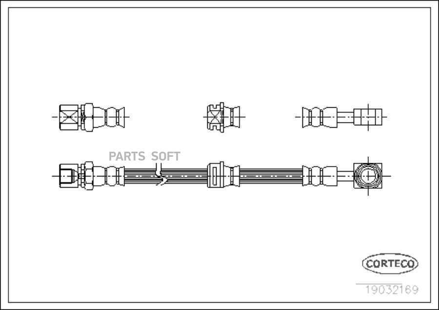 CORTECO Шланг тормозной OPEL: VECTRA B 1.6 i/1.6 i 16V/1.7 TD/1.8 i 16V/2.0 DI 16V/2.0 DTI