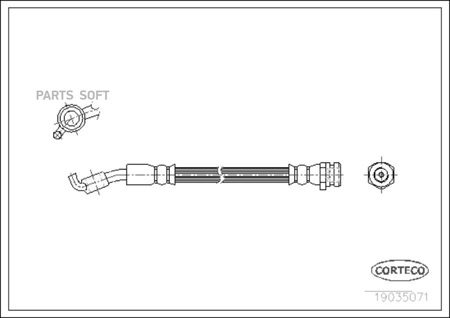 

CORTECO Тормозной шланг задний L [225mm] 1шт