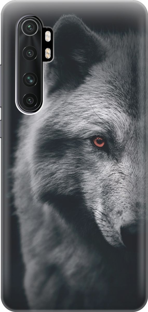

Чехол на Xiaomi Mi Note 10 Lite "Красноглазый волк", Красный;серый, 7842