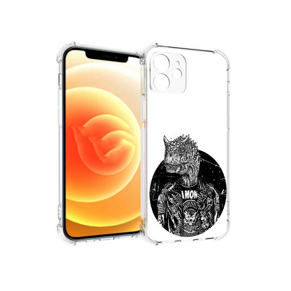 

Чехол MyPads Tocco для Apple iPhone 12 динозавр в куртке (PT157543.607.328), Прозрачный, Tocco