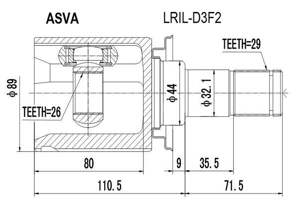 

Шрус Внутренний Левый 26X44X29 Asva Lrild3F2