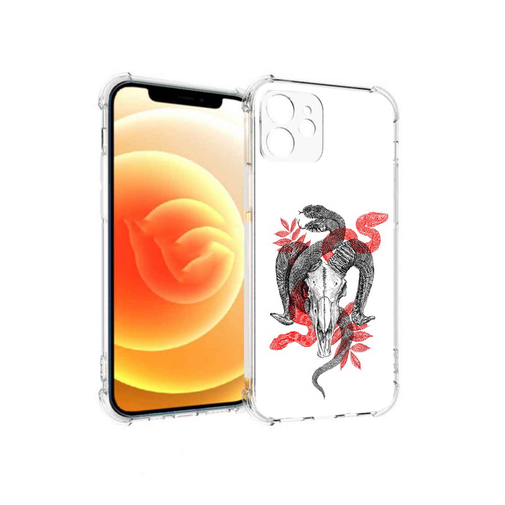 

Чехол MyPads Tocco для Apple iPhone 12 змея в черепе рисунок (PT157543.607.365), Прозрачный, Tocco