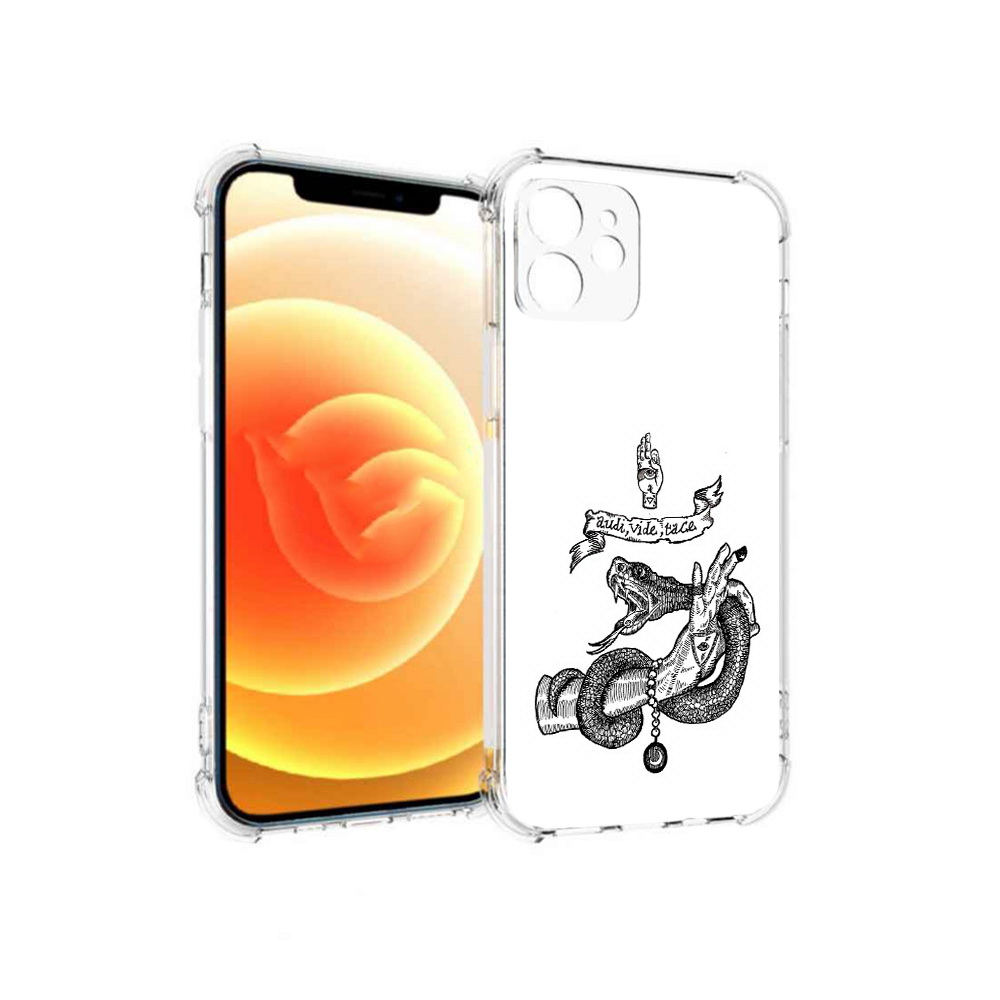 

Чехол MyPads Tocco для Apple iPhone 12 змея на руке рисунок (PT157543.607.366), Прозрачный, Tocco