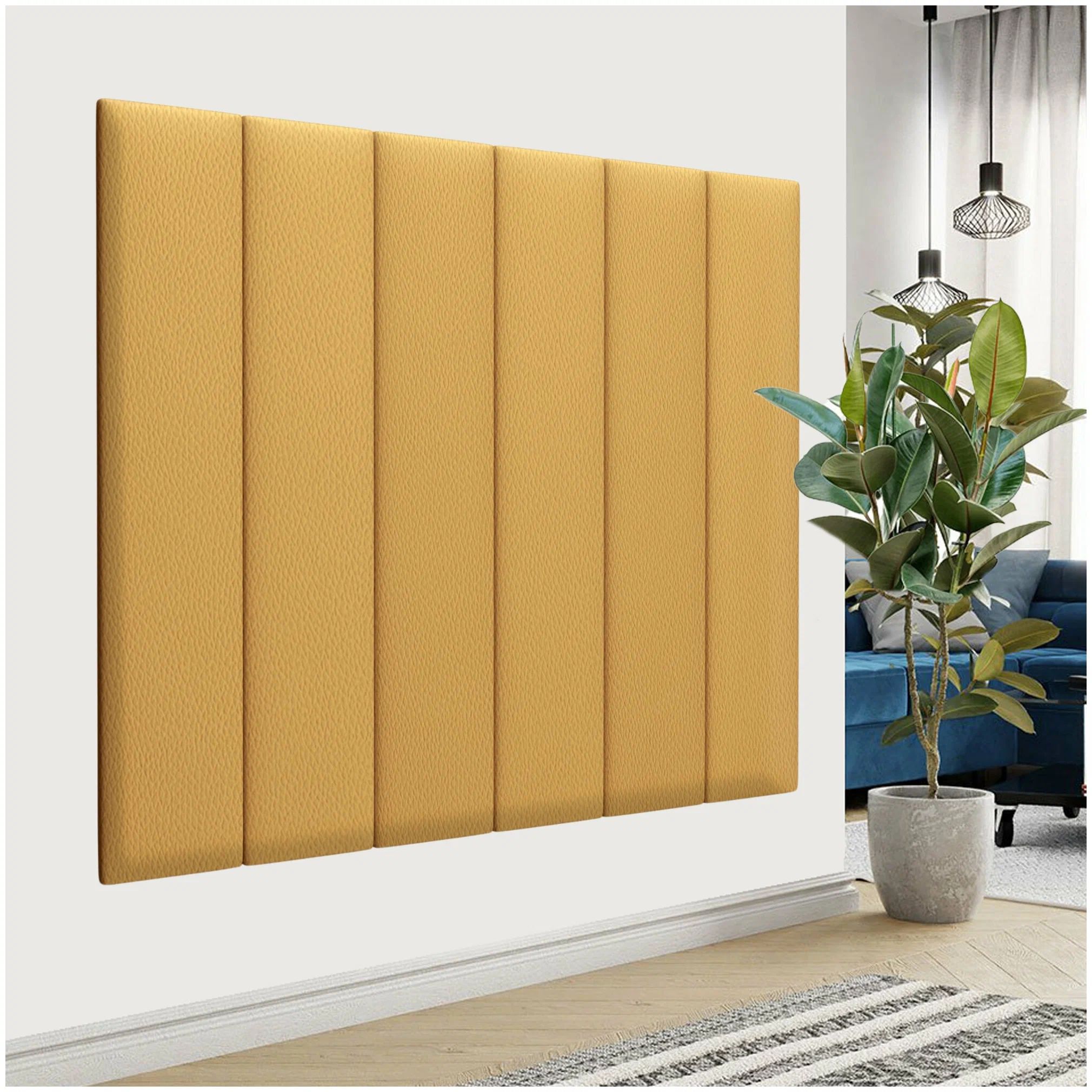

Панель кровати Eco Leather Gold 20х100 см 4 шт., Золотистый