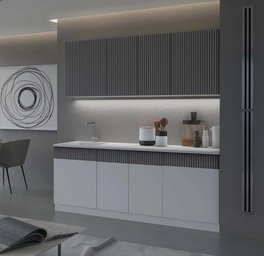 

"МИФ" Кухня "Оливия"/ 2,0м Белый снег софт/Графит софт, Оливия 2м