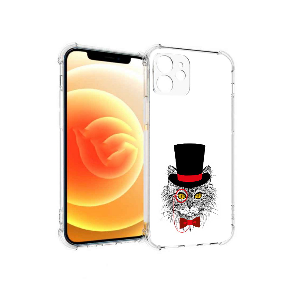 

Чехол MyPads Tocco для Apple iPhone 12 кот в шляпе (PT157543.607.397), Прозрачный, Tocco