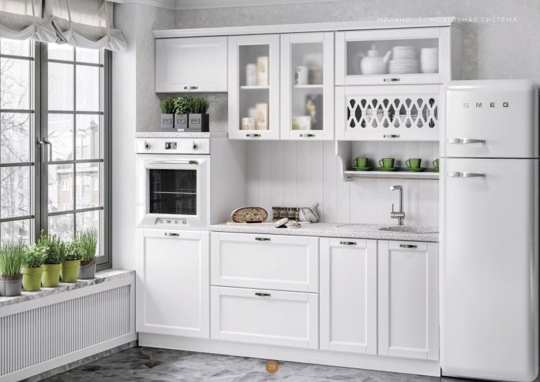 

Кухонный гарнитур Милано 2.2 м компоновка 3 Белый текстурный, Кухонный гарнитур_кугмибе22_Мебельная компания «МиФ»