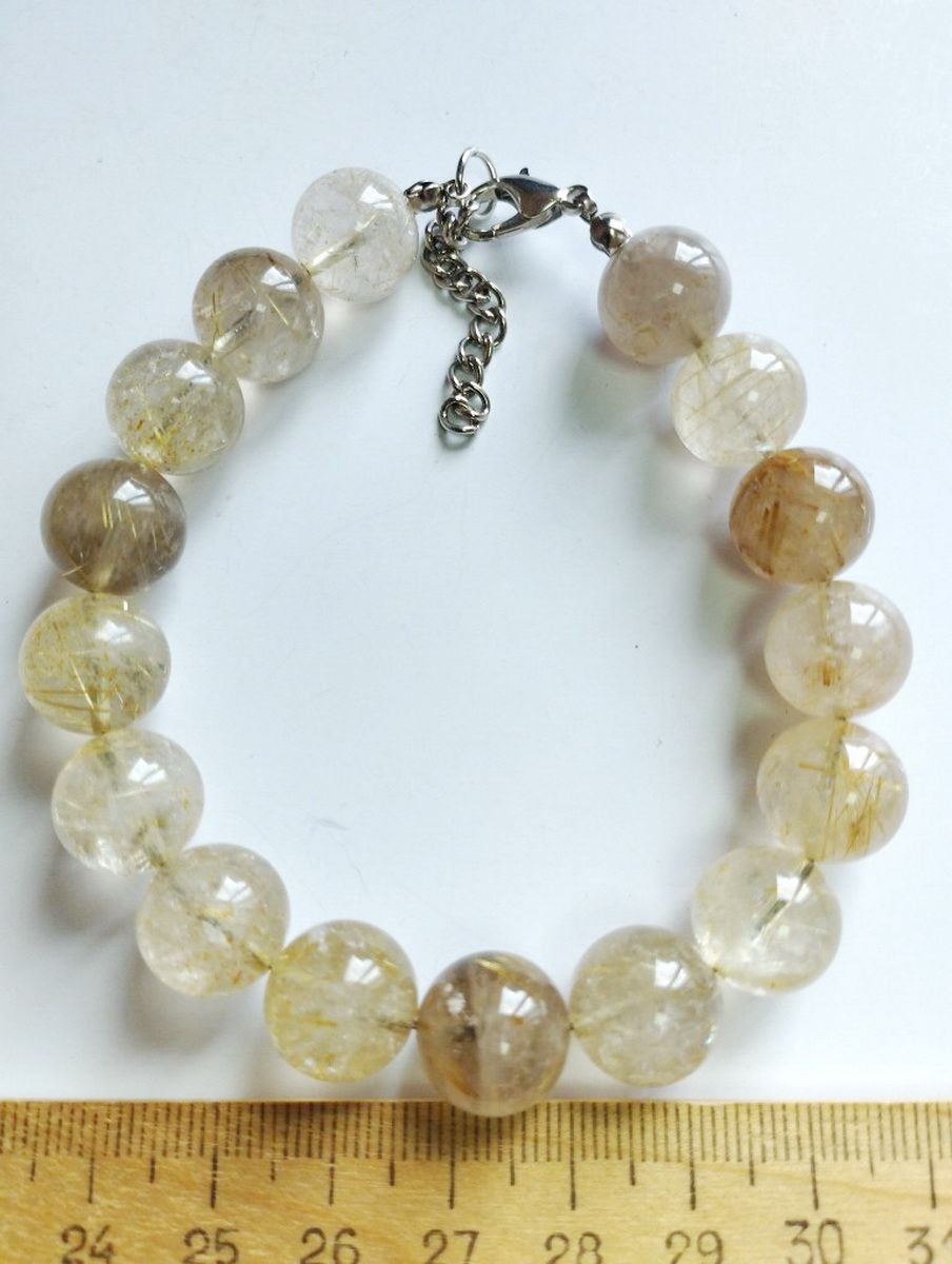 

Браслет из стали р. 16 Красота камня Рутиловый кварц, кварц, Рутиловый кварц