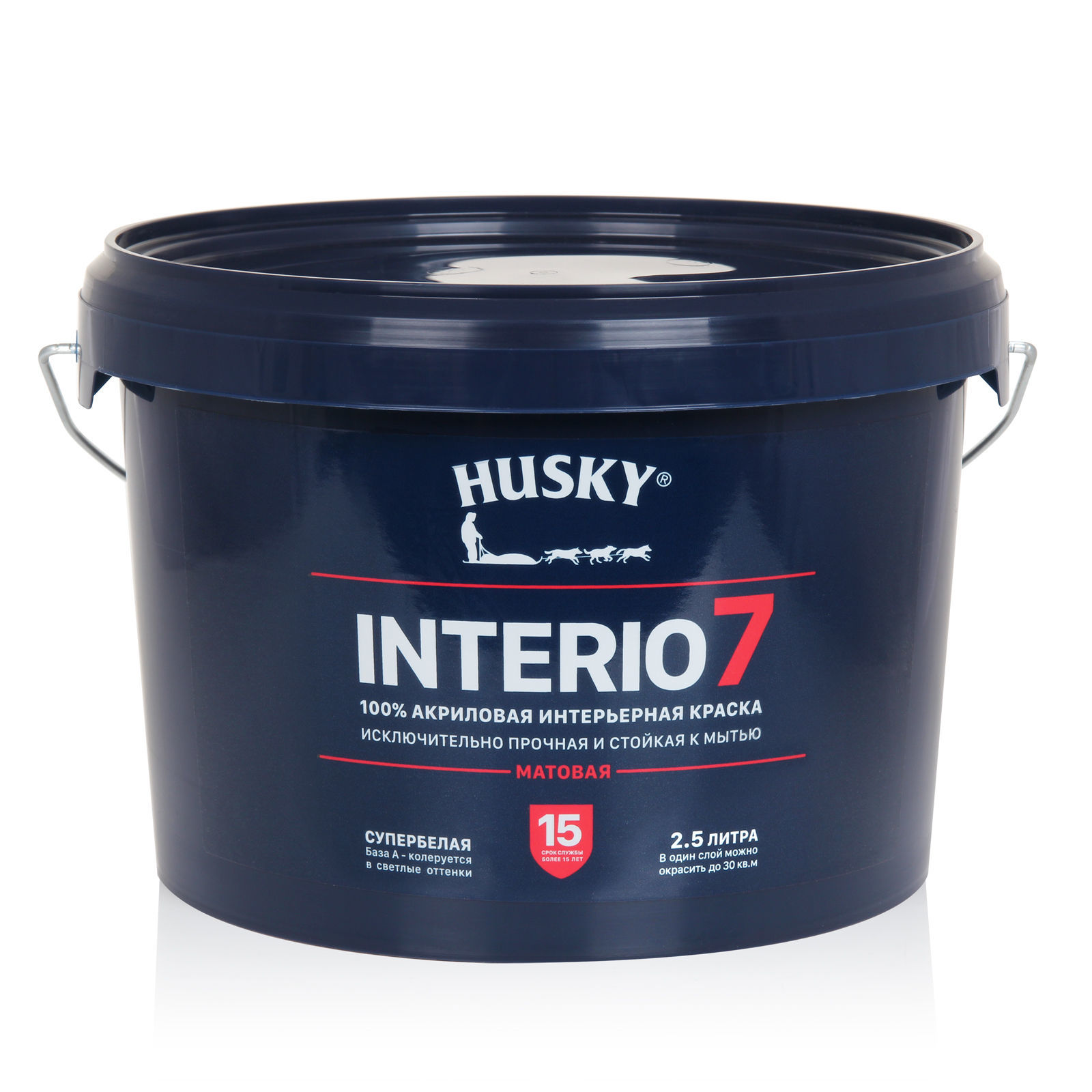 фото Краска интерьерная husky interio 7 матовая белый 2,5 л