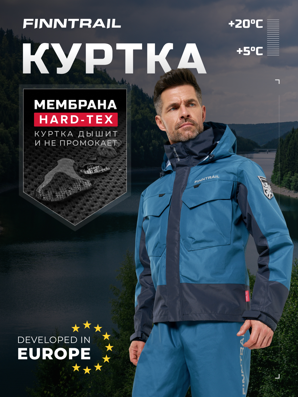 

Куртка мужская Finntrail Coaster4023 синяя M, Синий, Coaster4023