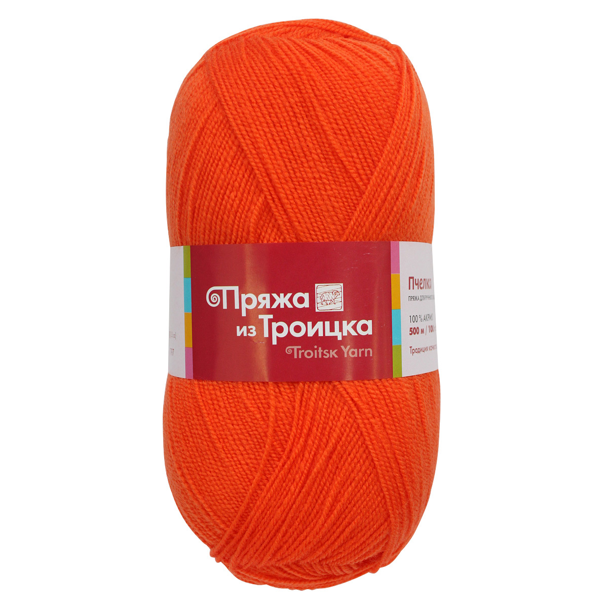 

Пряжа из Троицка Пчелка (100% акрил) (0499 ярко-оранжевый), 10 мотков, Пчелка
