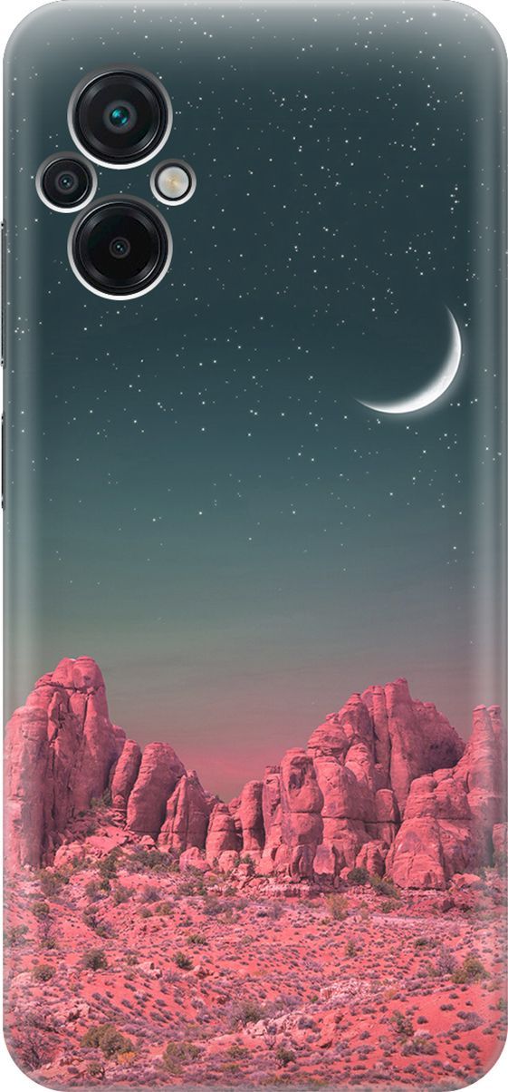 

Силиконовый чехол на Xiaomi Poco M5 "Месяц над розовыми горами", Розовый;черный, 15141
