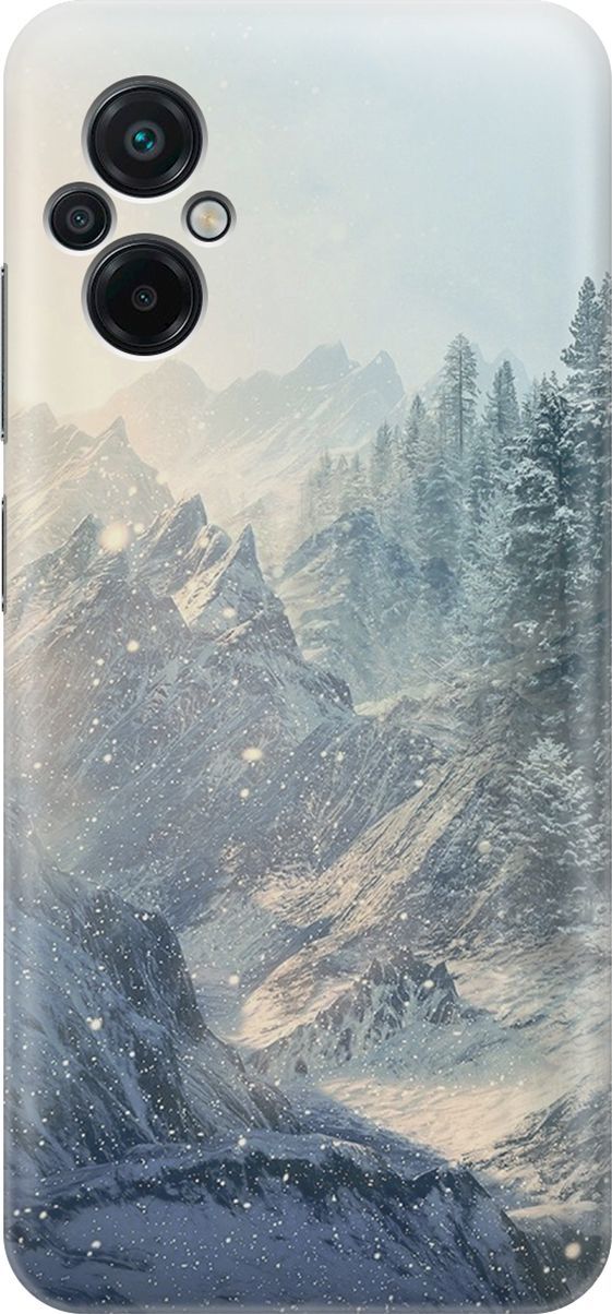 

Силиконовый чехол на Xiaomi Poco M5 "Снежные горы и лес", Белый;голубой, 15145