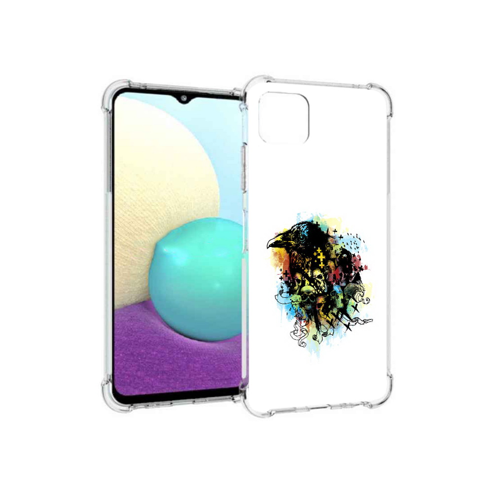 

Чехол MyPads Tocco для Samsung Galaxy A22s 5G ворон и черепа (PT226906.544.273), Прозрачный, Tocco