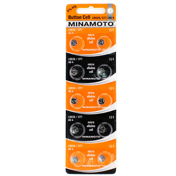 Часовая батарейкa MINAMOTO AG4 (LR66, LR626, G4), в блистере 10 штук урологические прокладки для женщин depend normal 12 штук