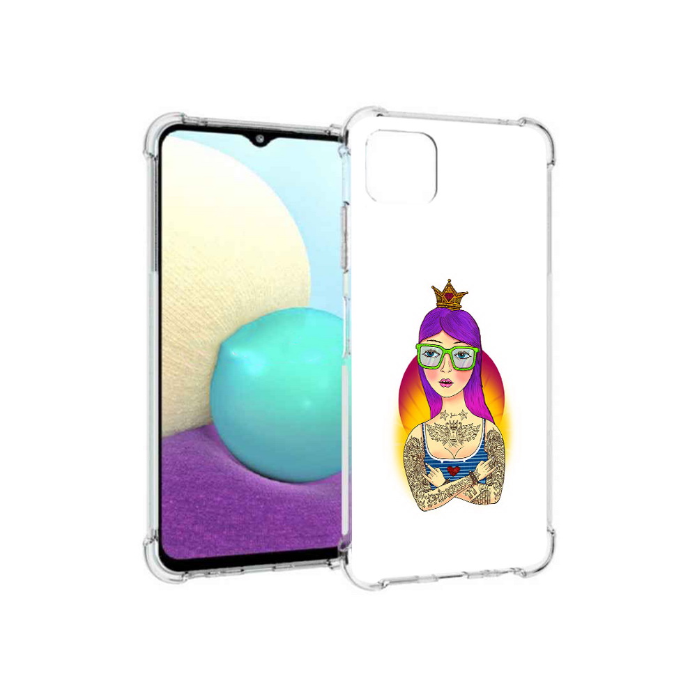 

Чехол MyPads Tocco для Samsung Galaxy A22s 5G девушка в татуировках с короной, Прозрачный, Tocco