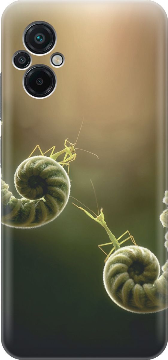 

Силиконовый чехол на Xiaomi Poco M5 "Пара богомолов", Бежевый;зеленый, 15138