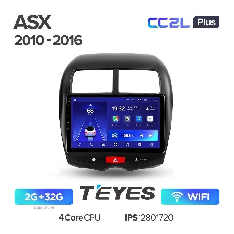 Автомагнитола Teyes CC2L Plus 2/32Гб Mitsubishi ASX 2010-2016 ANDROID, IPS экран