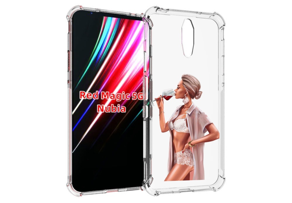 Чехол MyPads Девушка-с-вином женский для ZTE Nubia Red Magic 1 5G