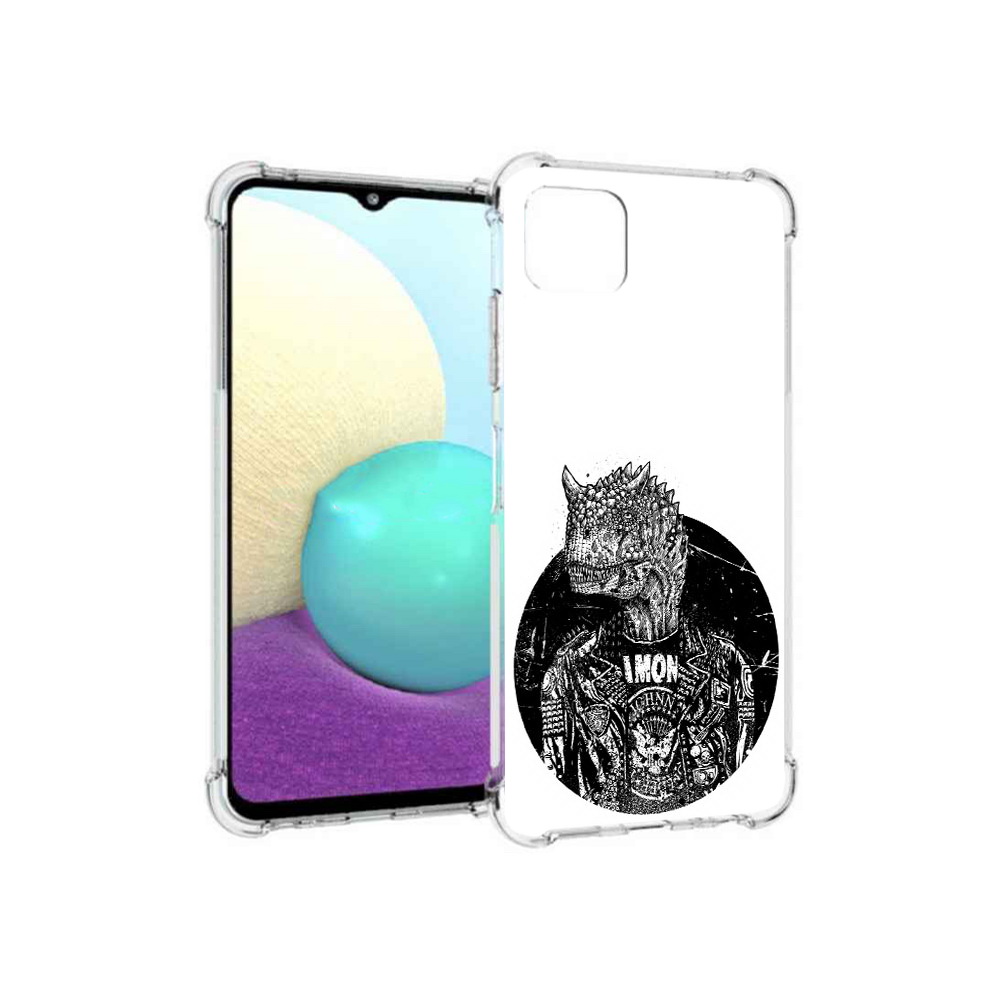 

Чехол MyPads Tocco для Samsung Galaxy A22s 5G динозавр в куртке (PT226906.544.328), Прозрачный, Tocco