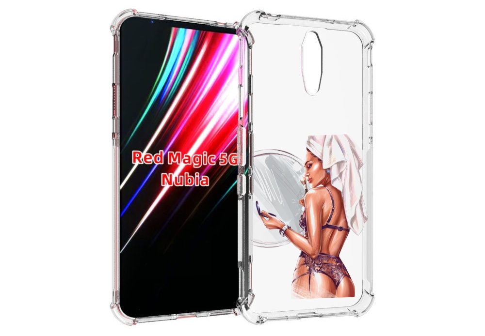 Чехол MyPads Девушка-с-полотенцем женский для ZTE Nubia Red Magic 1 5G