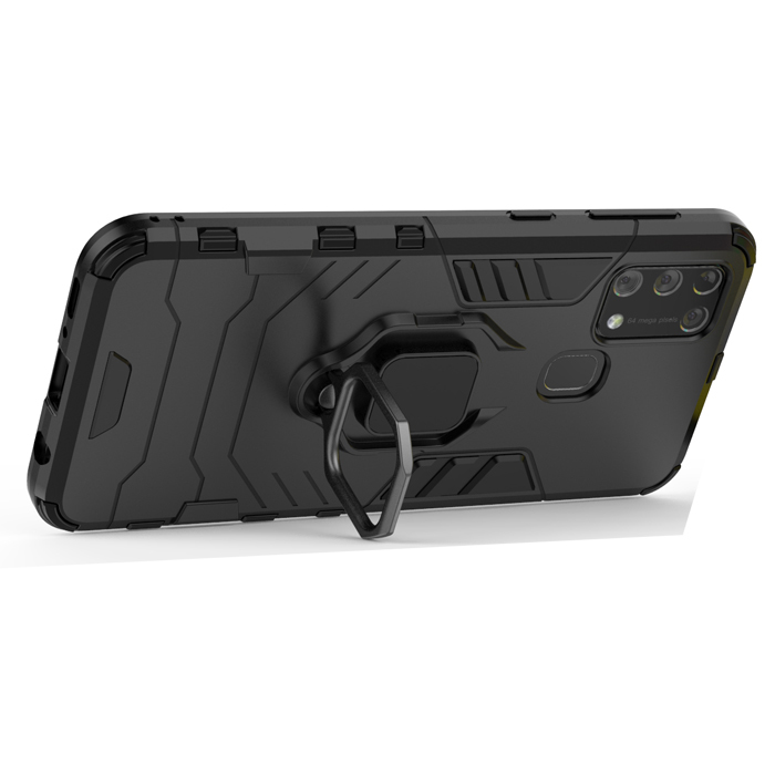 фото Противоударный чехол с кольцом panther case для samsung galaxy m31 (черный) black panther