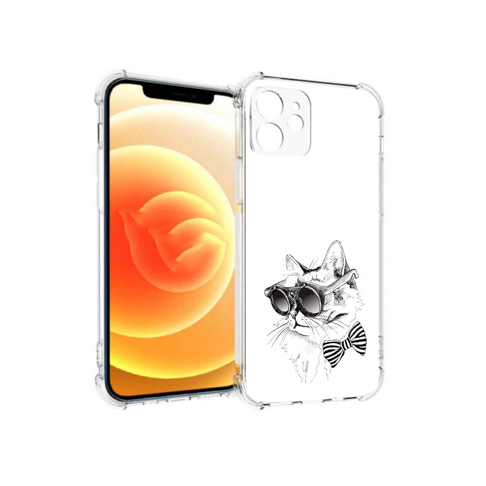 

Чехол MyPads Tocco для Apple iPhone 12 крутая кошка в очках (PT157543.607.421), Прозрачный, Tocco