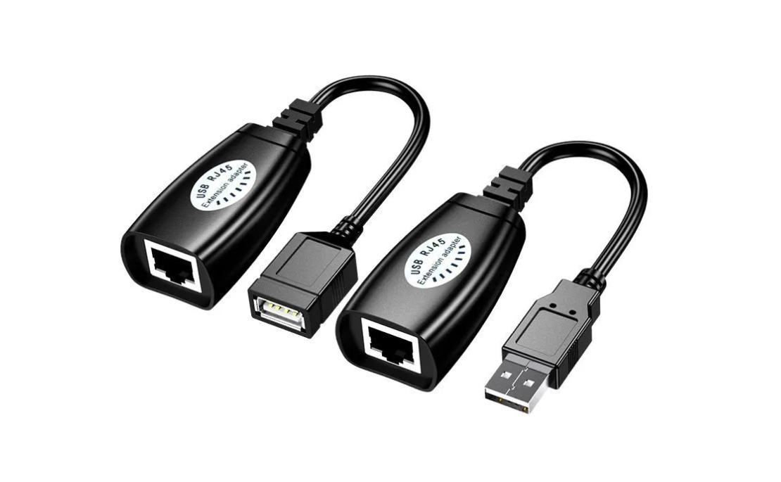 

Удлинитель NoBrand USB - RJ45 RJ (RJ45 - USB A), Черный, RJ45 и USB A
