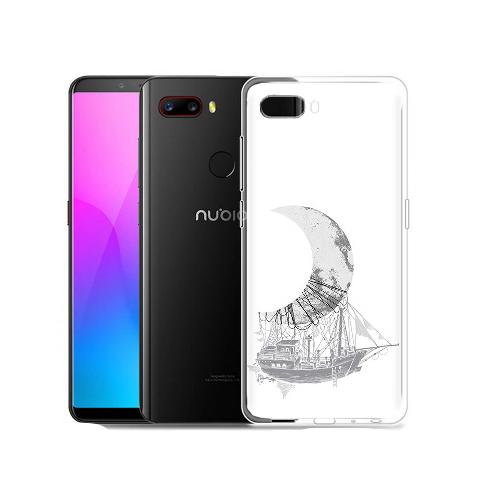 Чехол MyPads Tocco для ZTE Nubia Z18 черно белый корабль полумесяц (PT115657.463.684)