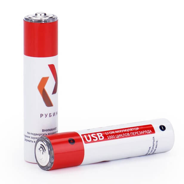 

Аккумуляторные батарейки Рубин Li-ion ААA 1,5v 1000 mWh, ААА 1,5 В (1000mWh AAA microUSB)