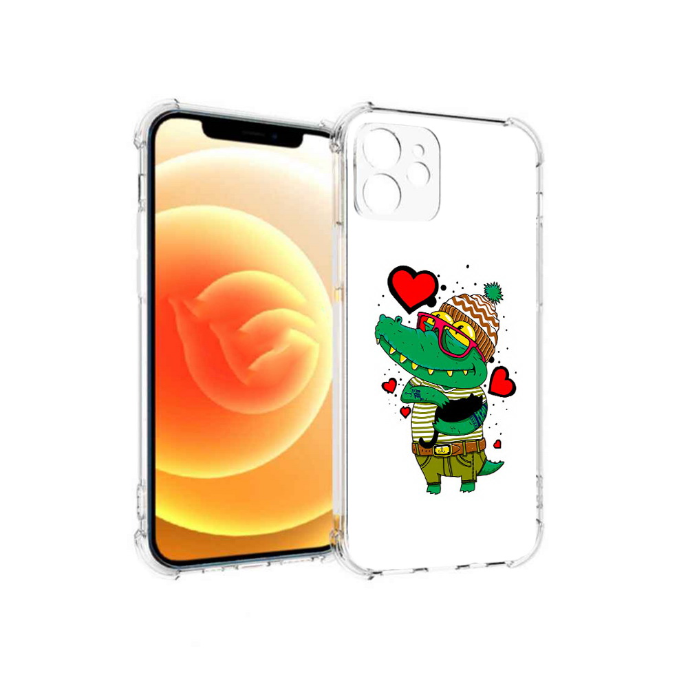 

Чехол MyPads Tocco для Apple iPhone 12 Влюбленный крокодил (PT157543.607.48), Прозрачный, Tocco
