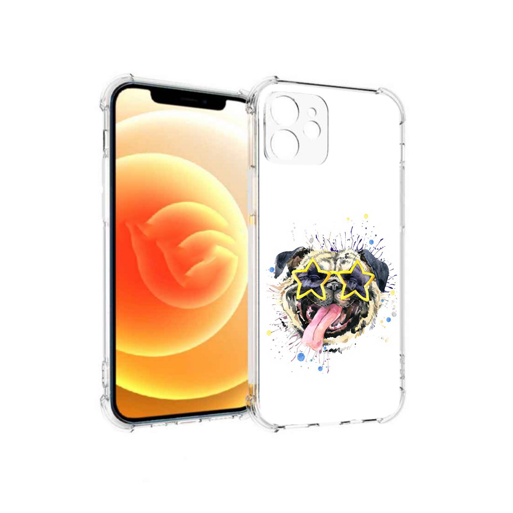 

Чехол MyPads Tocco для Apple iPhone 12 мопс боксер (PT157543.607.482), Прозрачный, Tocco