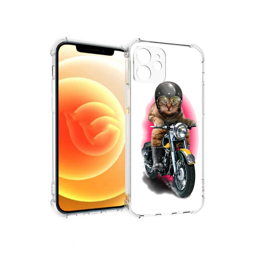 

Чехол MyPads Tocco для Apple iPhone 12 мото-кот (PT157543.607.485), Прозрачный, Tocco