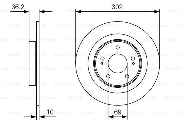 

Тормозной диск Bosch задний 302x10 мм 5 отверстий 0986479b04