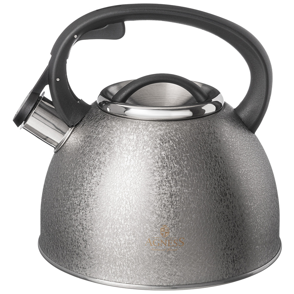 

Чайник agness 907-254 со свистком 2.5 л silver индукционное дно, Серебристый
