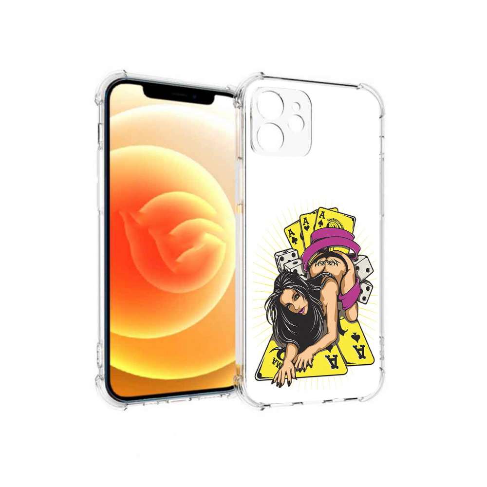 

Чехол MyPads Tocco для Apple iPhone 12 нарисованная девушка с игровыми картами, Прозрачный, Tocco