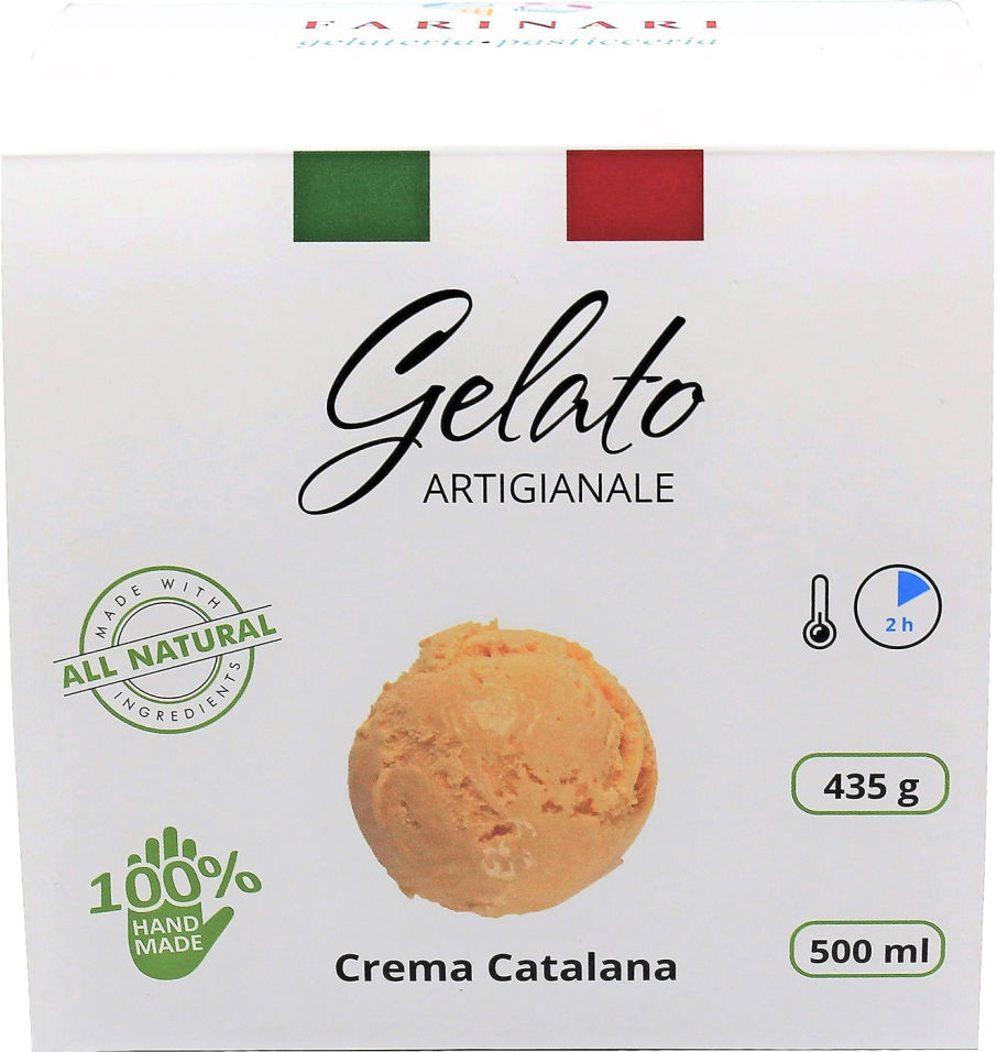 Мороженое Farinari Gelato Сливочное ремесленное Крем-брюле 8-11% 435 г