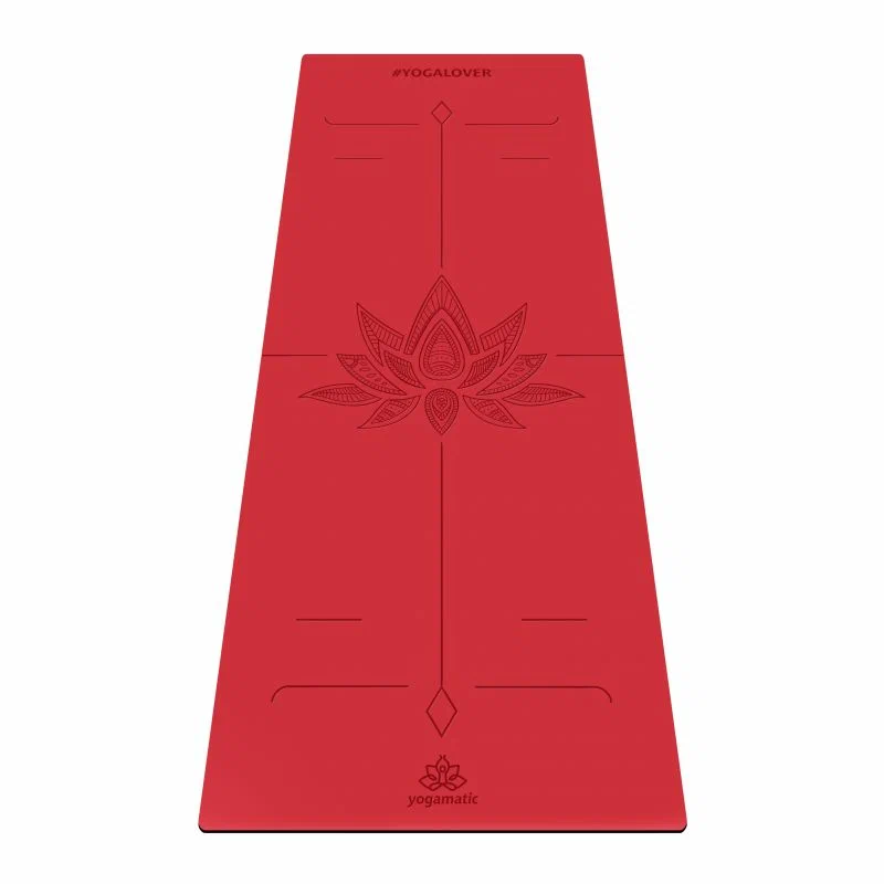 Коврик для йоги и фитнеса Art Yogamatic Lotos Red каучуковый, 185 см, лотос красный