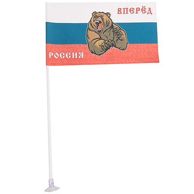 фото Флаг прямоугольный на присоске вперед россия медведь (145х250) фон флаг (уп.1шт) skyway