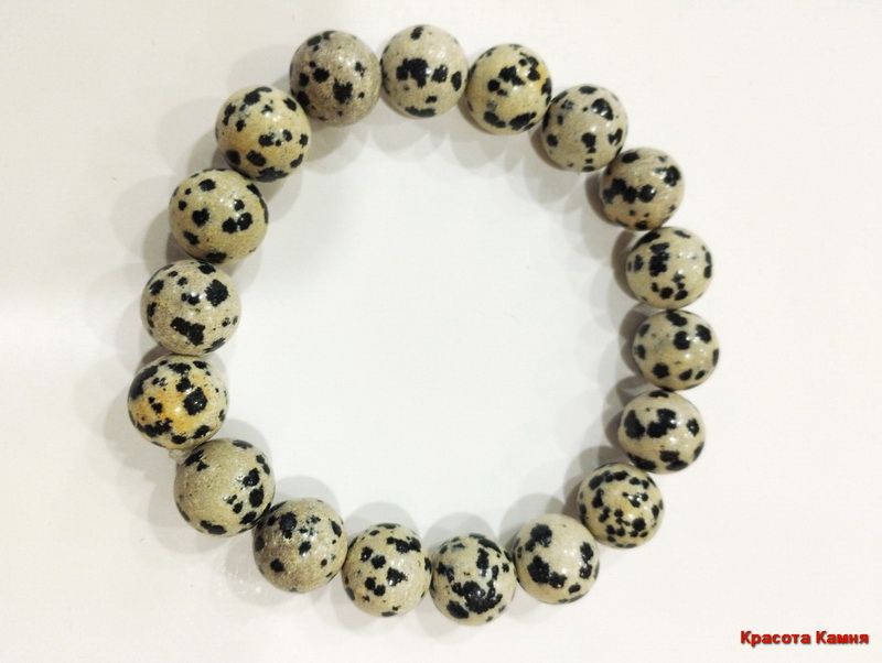 

Браслет из резины р. 17 Красота камня далматиновая яшма, яшма, далматиновая яшма