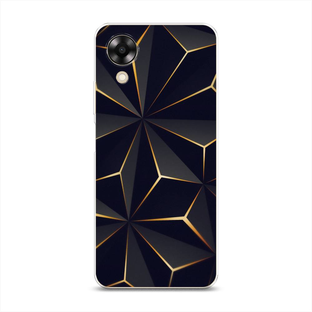 

Чехол на Oppo A17K "Черные полигоны", Золотистый;черный, 2512850-3