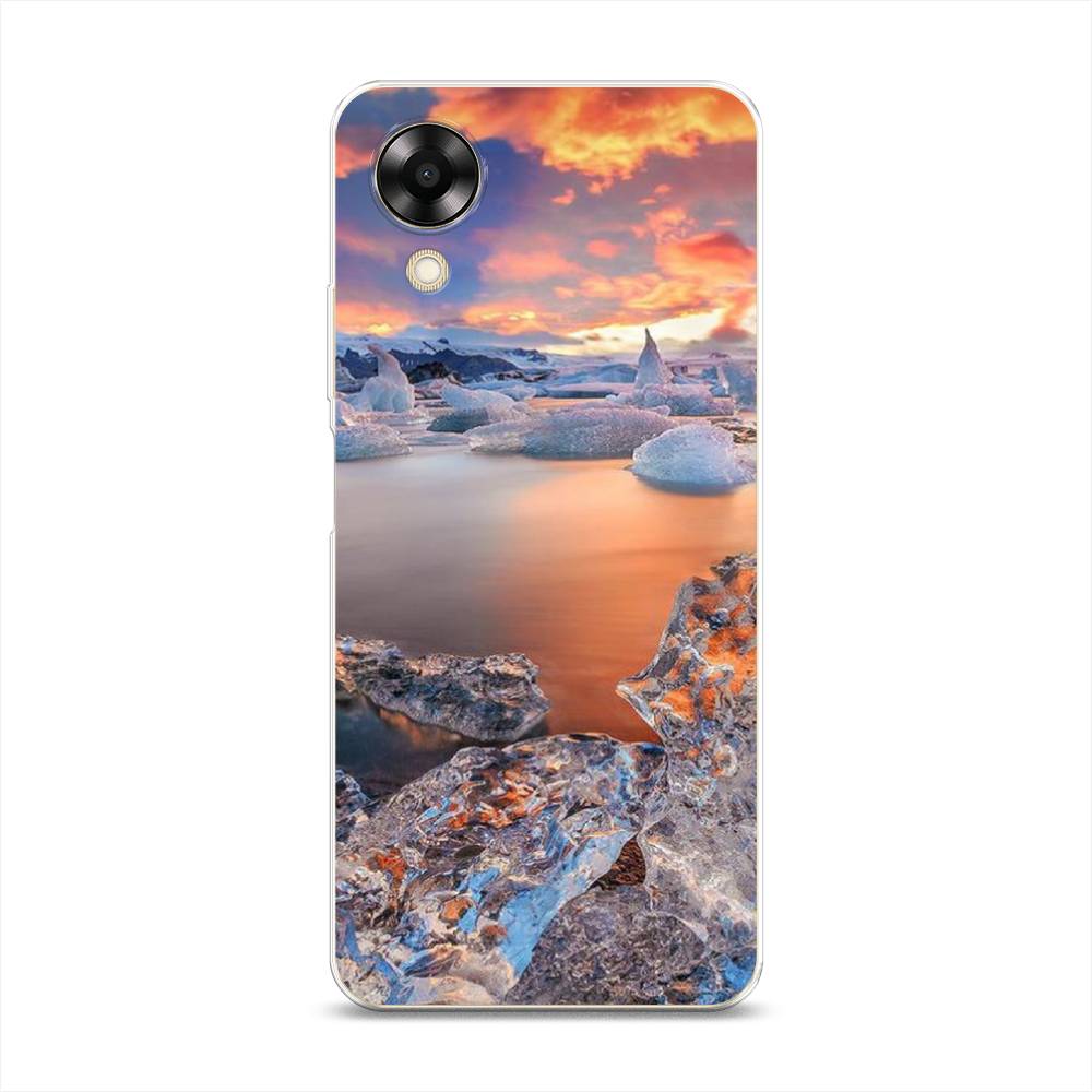 

Чехол на Oppo A17K "Ледники", Синий;оранжевый, 2512850-2